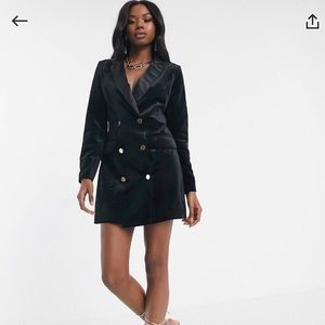 Missguided velvet tux dress in black